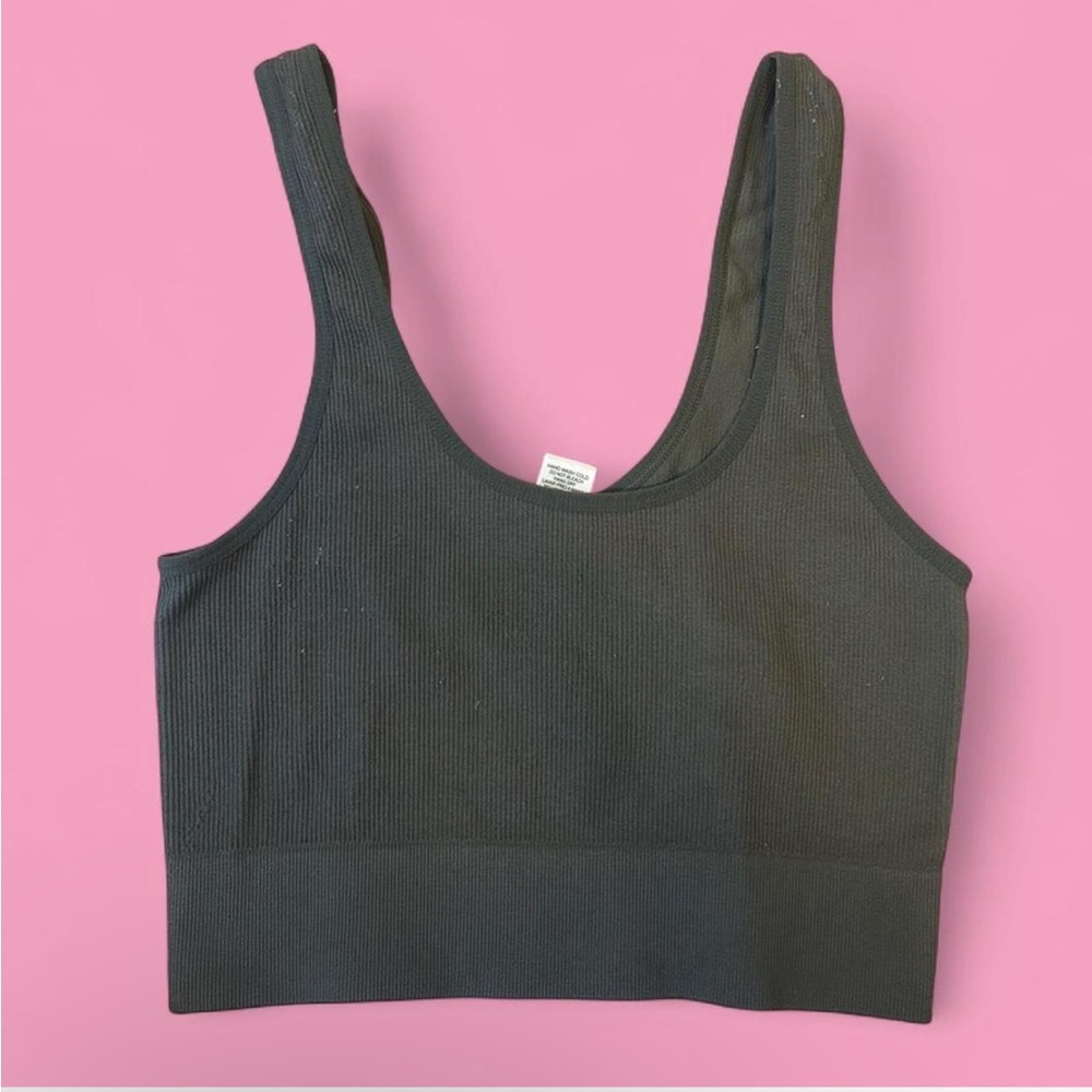 Bozzolo Green Fitted Crop Tank Top Yoga Pilates